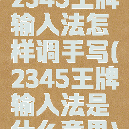2345王牌输入法怎样调手写(2345王牌输入法是什么意思)