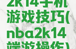 2k14手机游戏技巧(nba2k14端游操作)