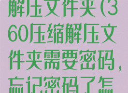 360压缩怎么解压文件夹(360压缩解压文件夹需要密码,忘记密码了怎样破解)