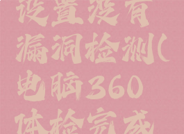 360安全体检怎么设置没有漏洞检测(电脑360体检完成不了怎么办)