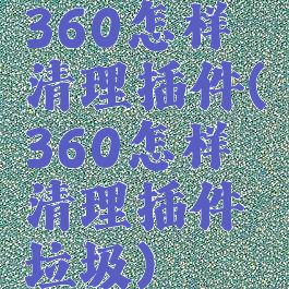 360怎样清理插件(360怎样清理插件垃圾)