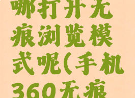 360手机浏览器在哪打开无痕浏览模式呢(手机360无痕浏览怎么设置)