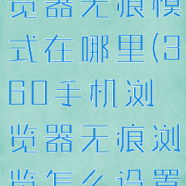 360手机浏览器无痕模式在哪里(360手机浏览器无痕浏览怎么设置)