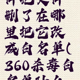 360杀毒软件把文件删了在哪里把它改成白名单(360杀毒白名单什么意思)