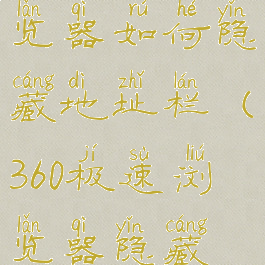 360极速浏览器如何隐藏地址栏(360极速浏览器隐藏标签)