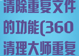 360有没有清除重复文件的功能(360清理大师重复文件清理)