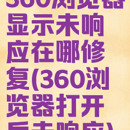 360浏览器显示未响应在哪修复(360浏览器打开后未响应)