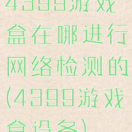 4399游戏盒在哪进行网络检测的(4399游戏盒设备)