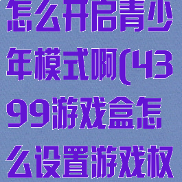 4399游戏盒怎么开启青少年模式啊(4399游戏盒怎么设置游戏权限)