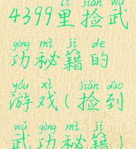 4399里捡武功秘籍的游戏(捡到武功秘籍)