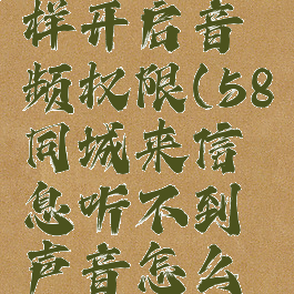 58同城怎样开启音频权限(58同城来信息听不到声音怎么办)