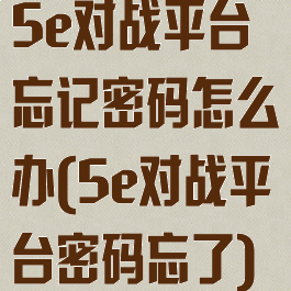 5e对战平台忘记密码怎么办(5e对战平台密码忘了)
