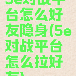 5e对战平台怎么好友隐身(5e对战平台怎么拉好友)