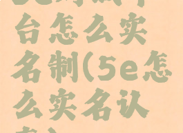5e对战平台怎么实名制(5e怎么实名认真)