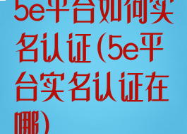 5e平台如何实名认证(5e平台实名认证在哪)