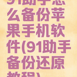 91助手怎么备份苹果手机软件(91助手备份还原教程)