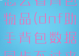 DNF助手怎么看背包物品(dnf助手背包数据同步不过来)