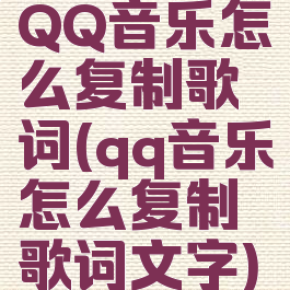 QQ音乐怎么复制歌词(qq音乐怎么复制歌词文字)