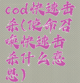 cod快速击杀(使命召唤快速击杀什么意思)