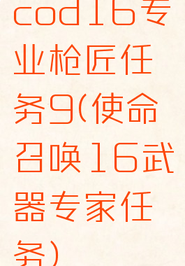 cod16专业枪匠任务9(使命召唤16武器专家任务)