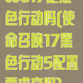 cod17是黑色行动吗(使命召唤17黑色行动5配置要求高吗)