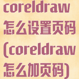 coreldraw怎么设置页码(coreldraw怎么加页码)