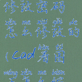 cad看图王修改密码怎么修改的(cad看图王怎么编辑)