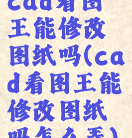 cad看图王能修改图纸吗(cad看图王能修改图纸吗怎么弄)
