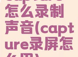 capture怎么录制声音(capture录屏怎么用)