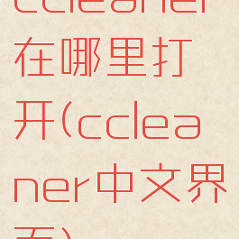 ccleaner在哪里打开(ccleaner中文界面)