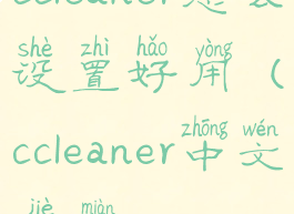 ccleaner怎么设置好用(ccleaner中文界面)