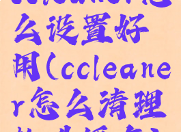 ccleaner怎么设置好用(ccleaner怎么清理软件缓存)