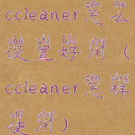 ccleaner怎么设置好用(ccleaner怎样使用)