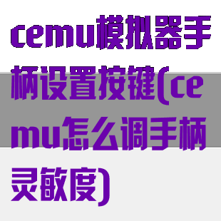 cemu模拟器手柄设置按键(cemu怎么调手柄灵敏度)