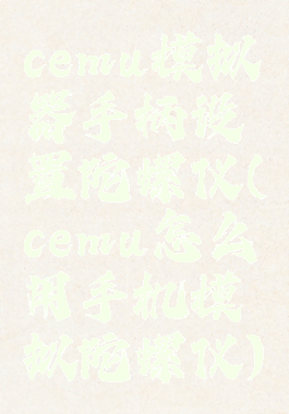 cemu模拟器手柄设置陀螺仪(cemu怎么用手机模拟陀螺仪)