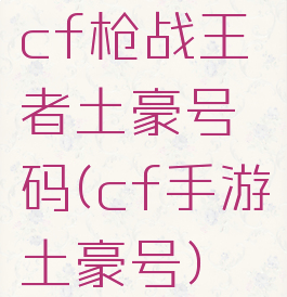 cf枪战王者土豪号码(cf手游土豪号)
