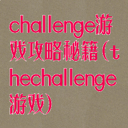 challenge游戏攻略秘籍(thechallenge游戏)
