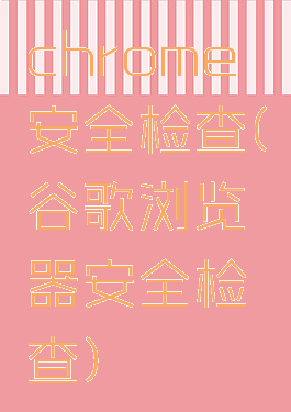 chrome安全检查(谷歌浏览器安全检查)