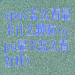 cpuz怎么看显卡什么颗粒(cpu显卡怎么看好坏)