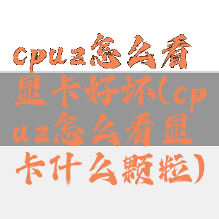 cpuz怎么看显卡好坏(cpuz怎么看显卡什么颗粒)