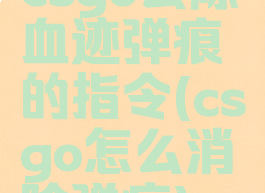 csgo去除血迹弹痕的指令(csgo怎么消除弹痕)