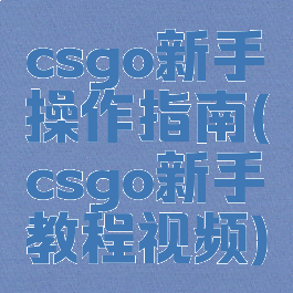 csgo新手操作指南(csgo新手教程视频)