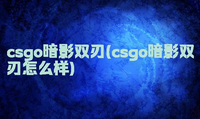 csgo暗影双刃(csgo暗影双刃怎么样)