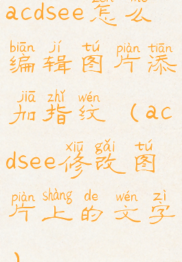 acdsee怎么编辑图片添加指纹(acdsee修改图片上的文字)