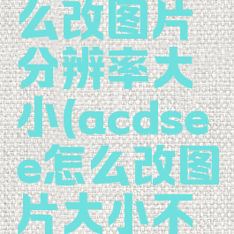 acdsee怎么改图片分辨率大小(acdsee怎么改图片大小不降低像素)