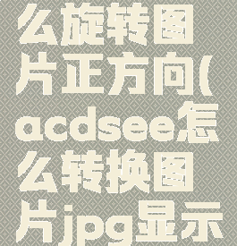 acdsee怎么旋转图片正方向(acdsee怎么转换图片jpg显示)