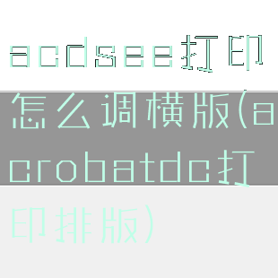 acdsee打印怎么调横版(acrobatdc打印排版)