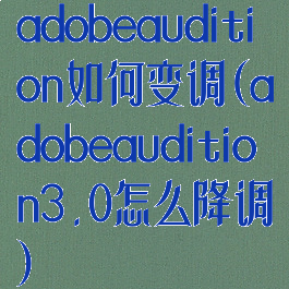 adobeaudition如何变调(adobeaudition3.0怎么降调)