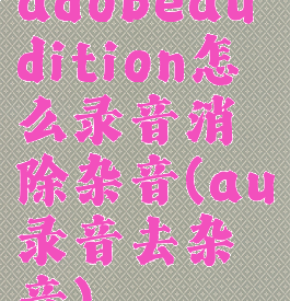 adobeaudition怎么录音消除杂音(au录音去杂音)
