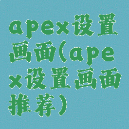apex设置画面(apex设置画面推荐)